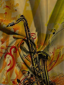 Camiseta de golfe estampada com listras gráficas de saxofone para homens, tendência de verão com mangas curtas para tênis