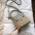 Bolsa Estilo Sacos de Palha Pequena,Bolsas de Viagem de Ombro Feminino.