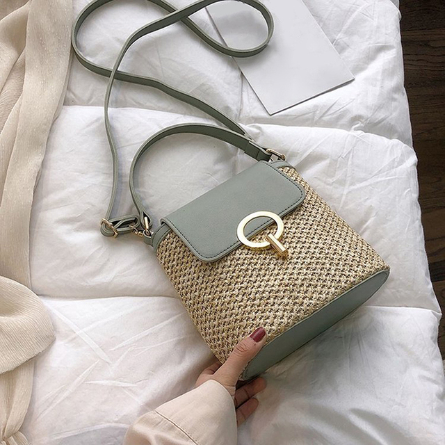 Bolsa Estilo Sacos de Palha Pequena,Bolsas de Viagem de Ombro Feminino.