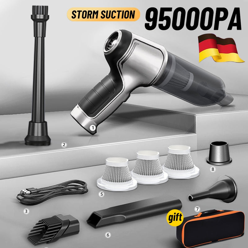 Aspirador De Pó Sem Fio Portátil Para Casa ou Carro,Sucção Forte,Vácuo Automático,Mini Eletrodoméstico, 95000Pa